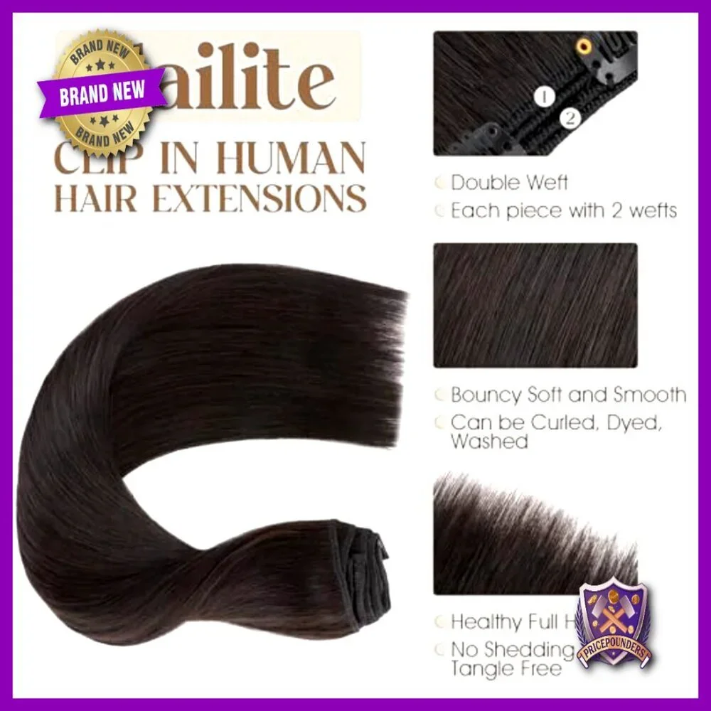 18 Inch Clip-In Human Hair Extensions 8 Wefts 140g Straight Remy